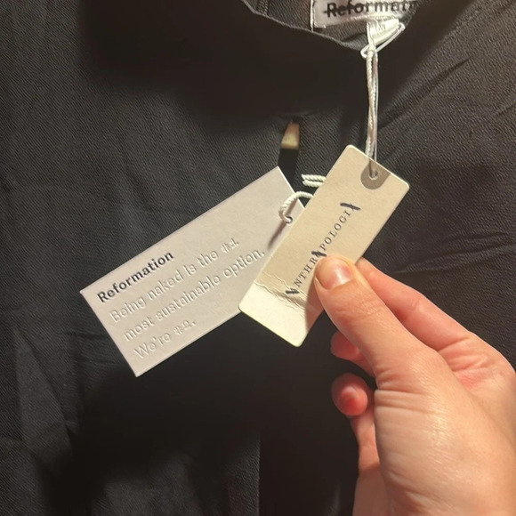 New REFORMATION Tessa black mini wrap dress - Picture 3 of 6